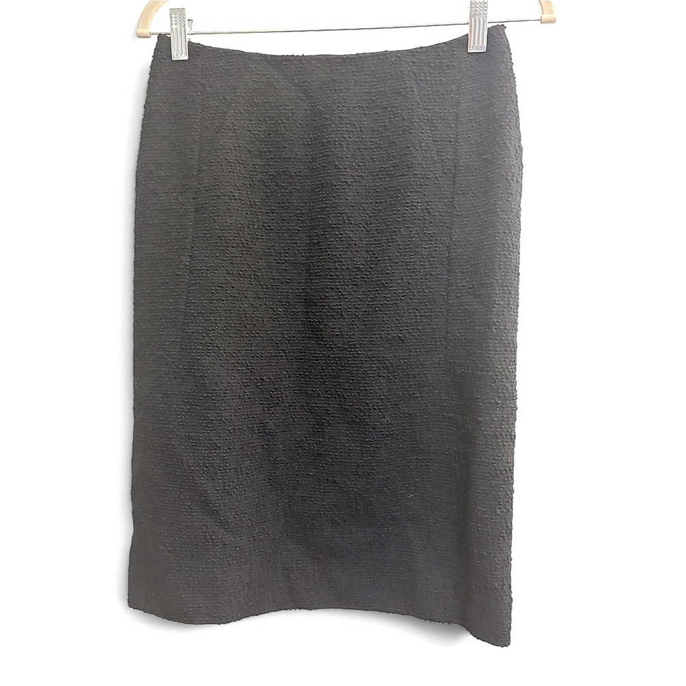 Moschino Boucle Virgin Wool Pencil Skirt Black Made in Italy Size 6